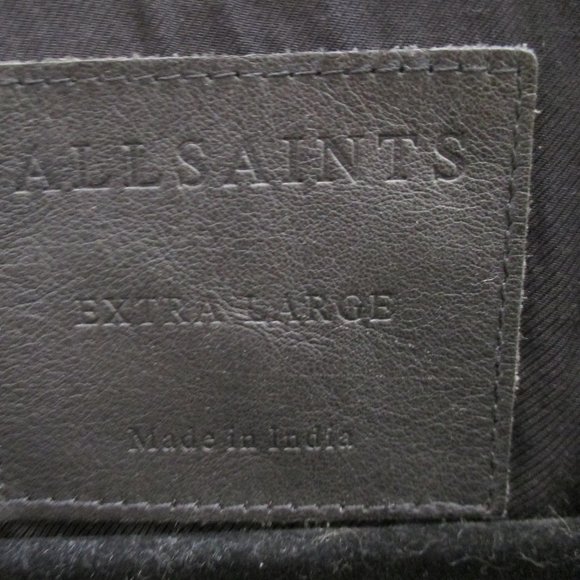 ALL SAINTS MEN'S SANDERSON BLACK LEATHER BOMBER JACKET SIZE XL - Picture 12 of 13